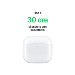 Estuche abierto y auriculares de los AirPods 4 con Cancelación Activa de Ruido de frente.